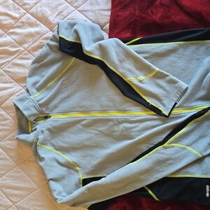 Men's Lightweight The North Face Fleece Zip-Up in Grey/Black Size Medium GUC